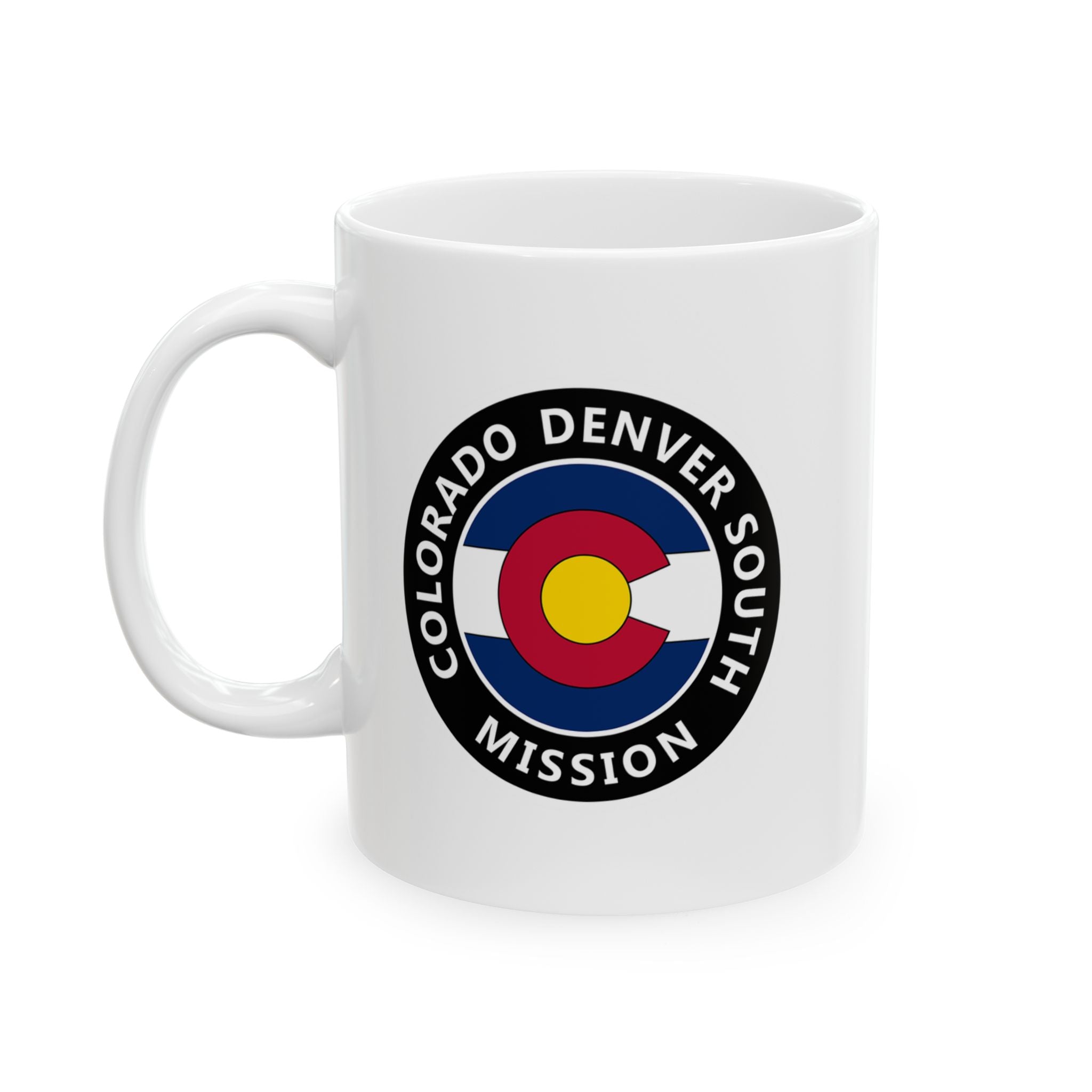 Colorado Denver South Mission State Flag Logo Ceramic Mug White Name - Latter-Day Saint LDS Missionary Gift - Book of Mormon