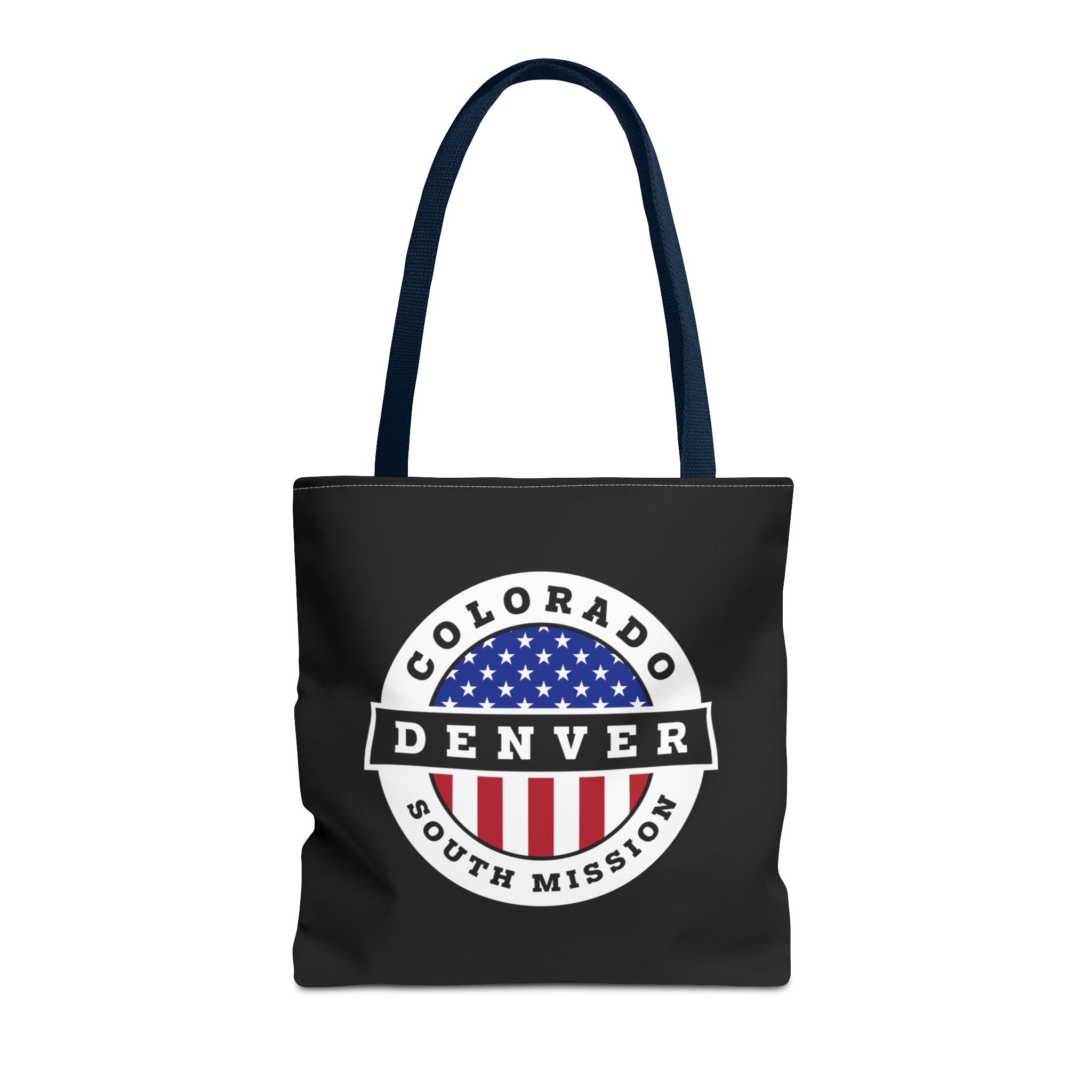 Colorado Denver South Mission USA Flag Logo Tote Bag Black - Mission Wishlist - LDS Missionary Gift Store