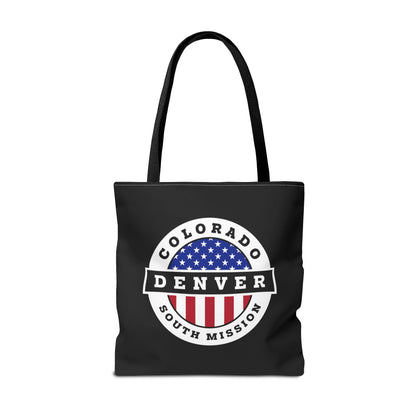 Colorado Denver South Mission USA Flag Logo Tote Bag Black - Mission Wishlist - LDS Missionary Gift Store