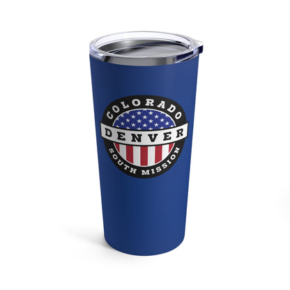 Colorado Denver South Mission USA Flag Logo Tumbler 20oz Blue - Mission Wishlist - LDS Missionary Gift Store