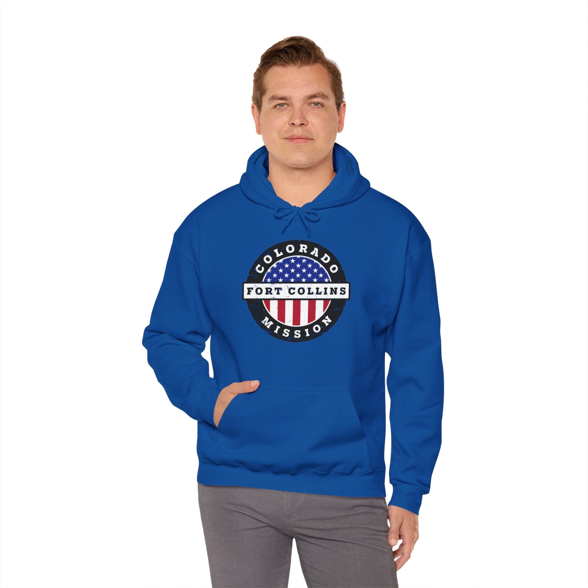 Colorado Fort Collins Mission Circular USA Flag Hoodie - Latter-Day Saint LDS Missionary Gift - Book of Mormon