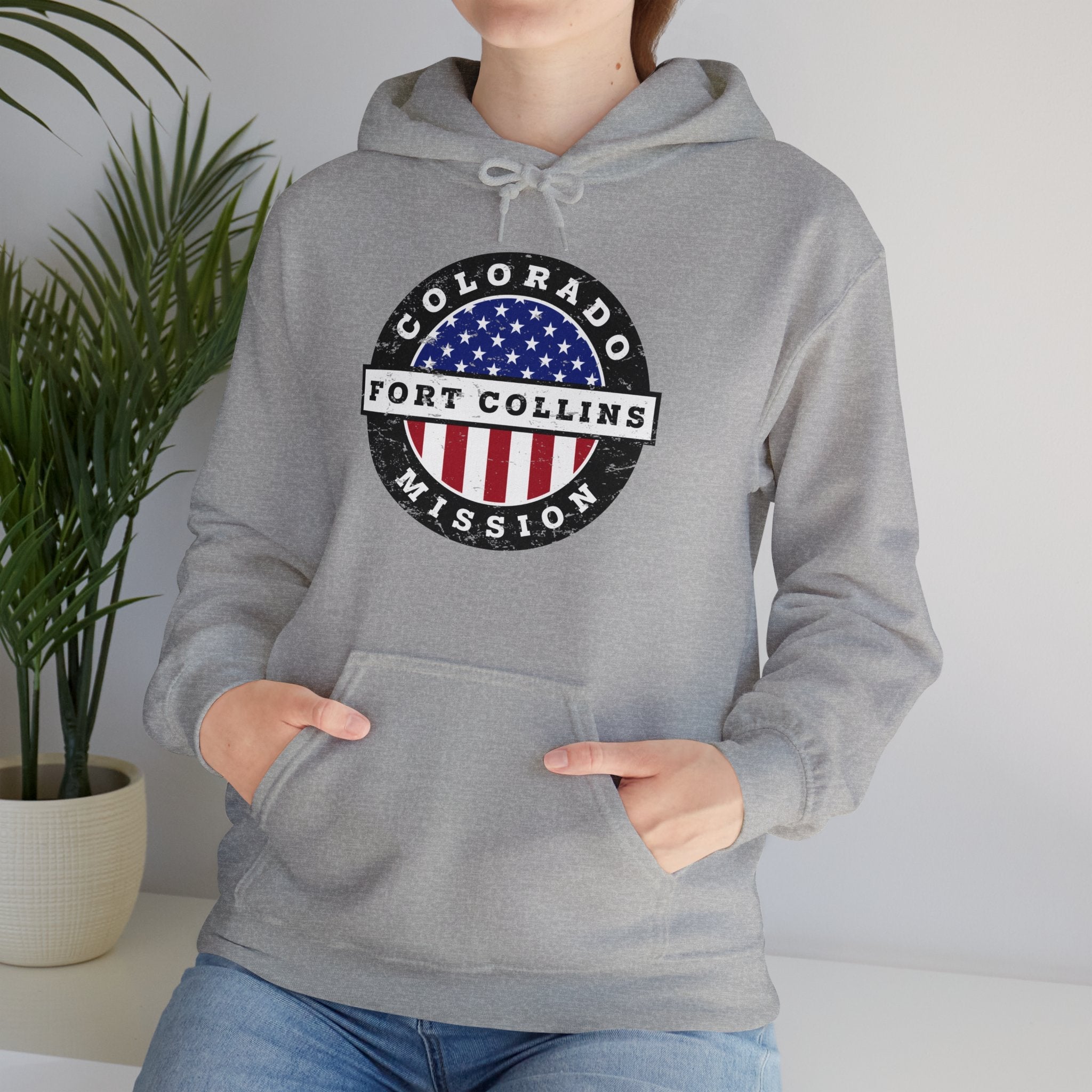 Colorado Fort Collins Mission Circular USA Flag Hoodie - Latter-Day Saint LDS Missionary Gift - Book of Mormon