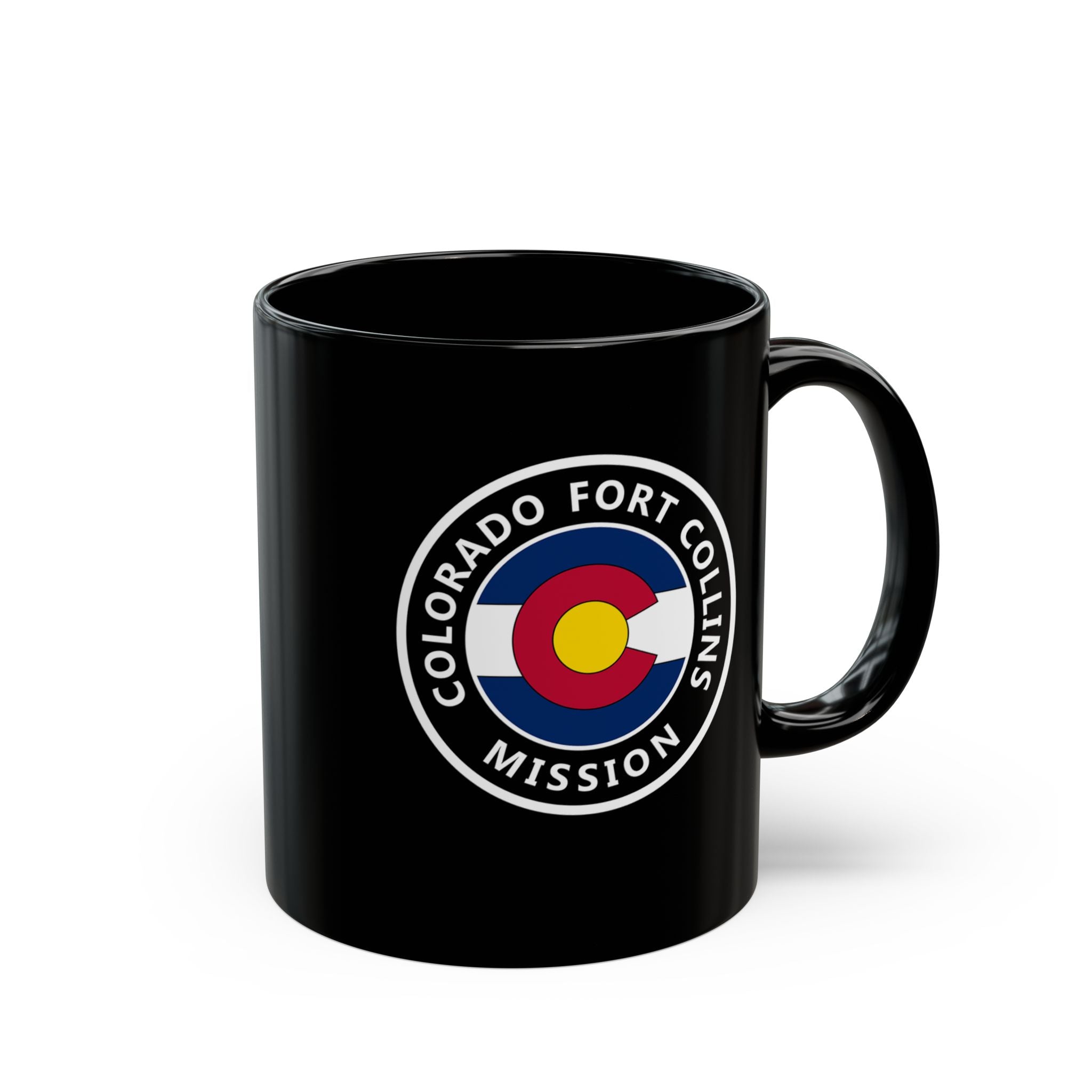 Colorado Fort Collins Mission State Flag Logo Ceramic Mug Black Name - Latter-Day Saint LDS Missionary Gift - Book of Mormon