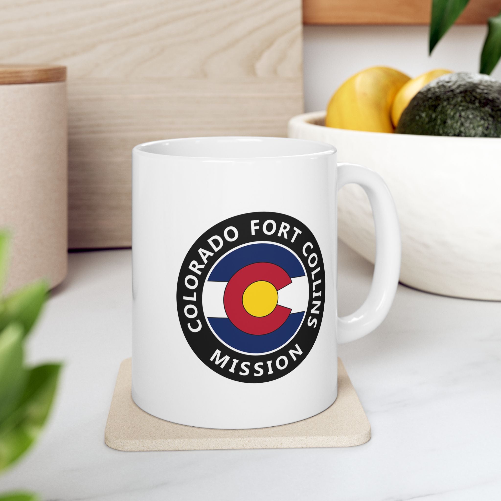Colorado Fort Collins Mission State Flag Logo Ceramic Mug White Name - Latter-Day Saint LDS Missionary Gift - Book of Mormon