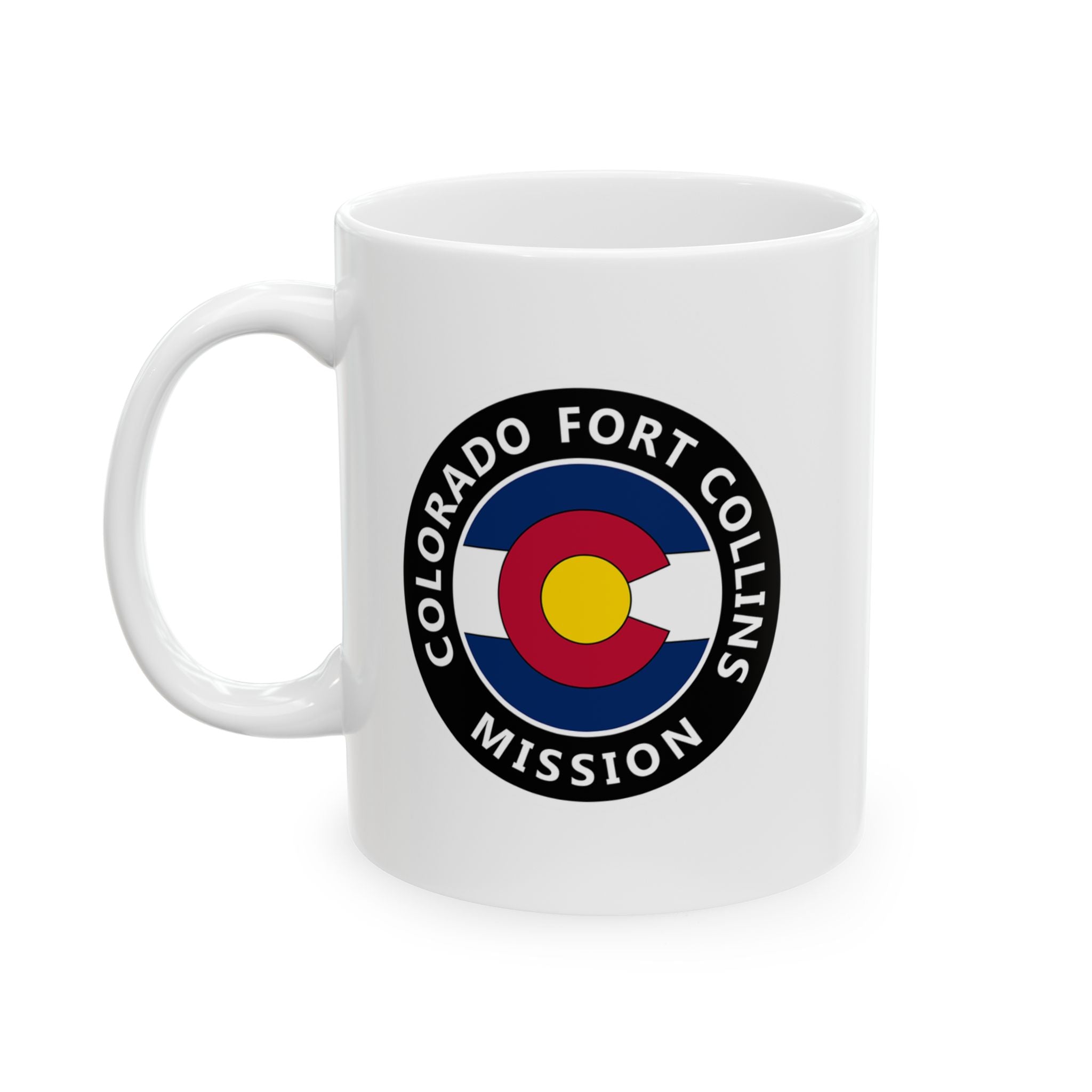 Colorado Fort Collins Mission State Flag Logo Ceramic Mug White Name - Latter-Day Saint LDS Missionary Gift - Book of Mormon