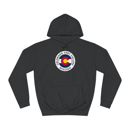 Colorado Fort Collins Mission State Flag Logo (White Border) College Hoodie
