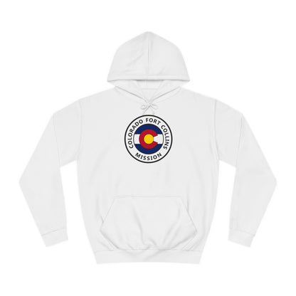 Colorado Fort Collins Mission State Flag Logo (White Border) College Hoodie