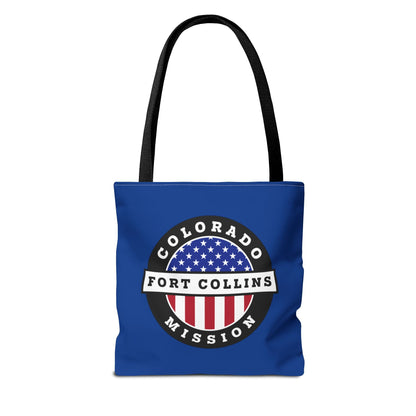 Colorado Fort Collins Mission USA Flag Logo Tote Bag Blue - Latter-Day Saint LDS Missionary Gift - Book of Mormon