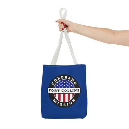Colorado Fort Collins Mission USA Flag Logo Tote Bag Blue - Latter-Day Saint LDS Missionary Gift - Book of Mormon