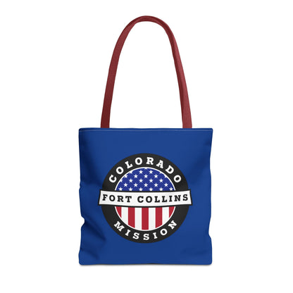 Colorado Fort Collins Mission USA Flag Logo Tote Bag Blue - Latter-Day Saint LDS Missionary Gift - Book of Mormon
