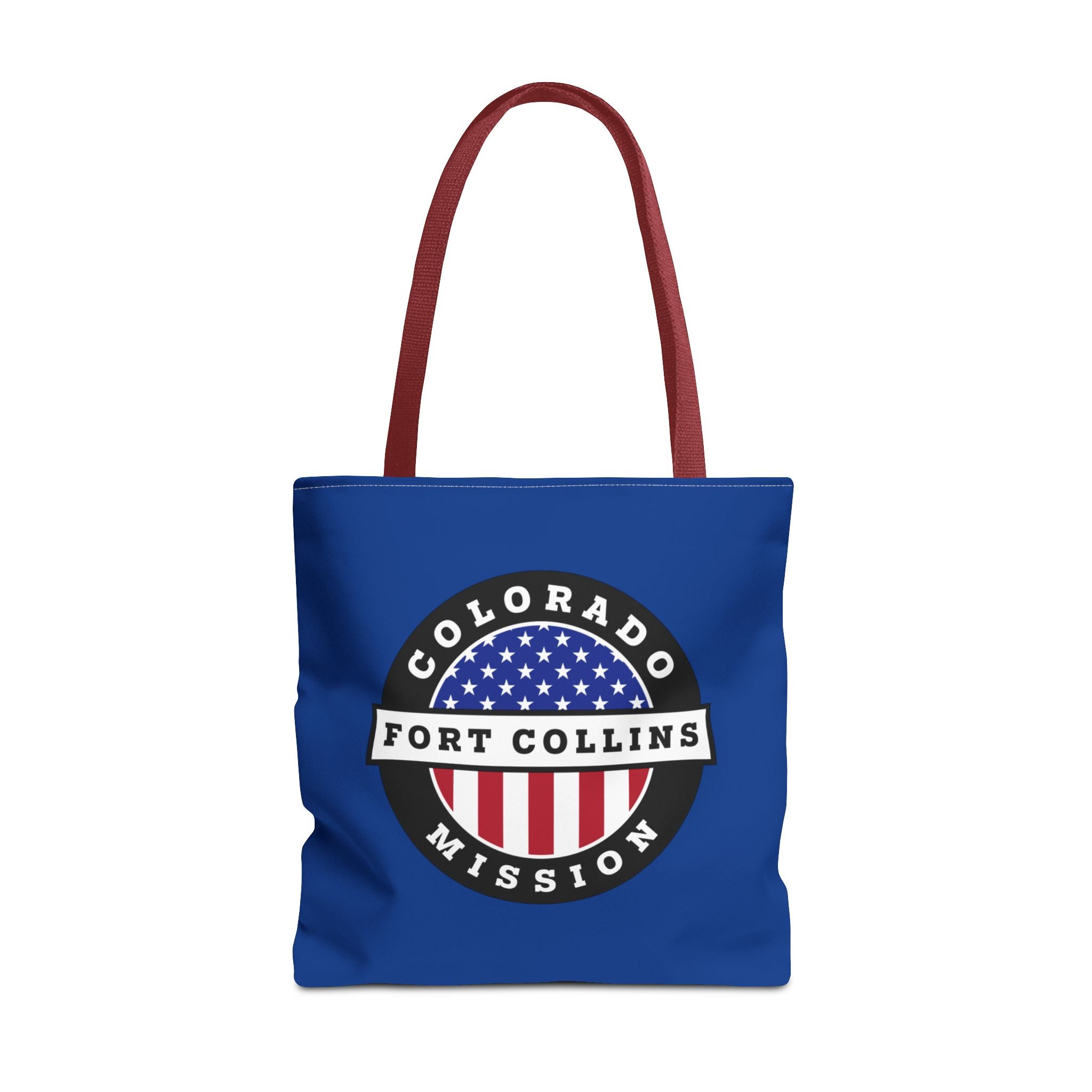 Colorado Fort Collins Mission USA Flag Logo Tote Bag Blue - Latter-Day Saint LDS Missionary Gift - Book of Mormon