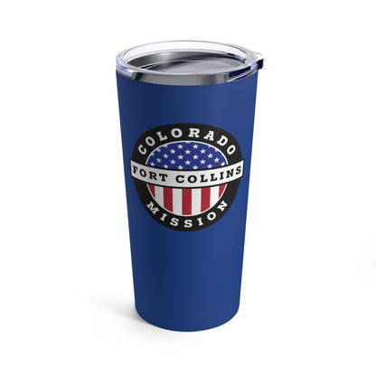 Colorado Fort Collins Mission USA Flag Logo Tumbler 20oz Blue - Latter-Day Saint LDS Missionary Gift - Book of Mormon