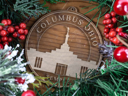 Columbus Ohio Temple Christmas Ornament - Latter-Day Saint LDS Missionary Gift - Book of Mormon