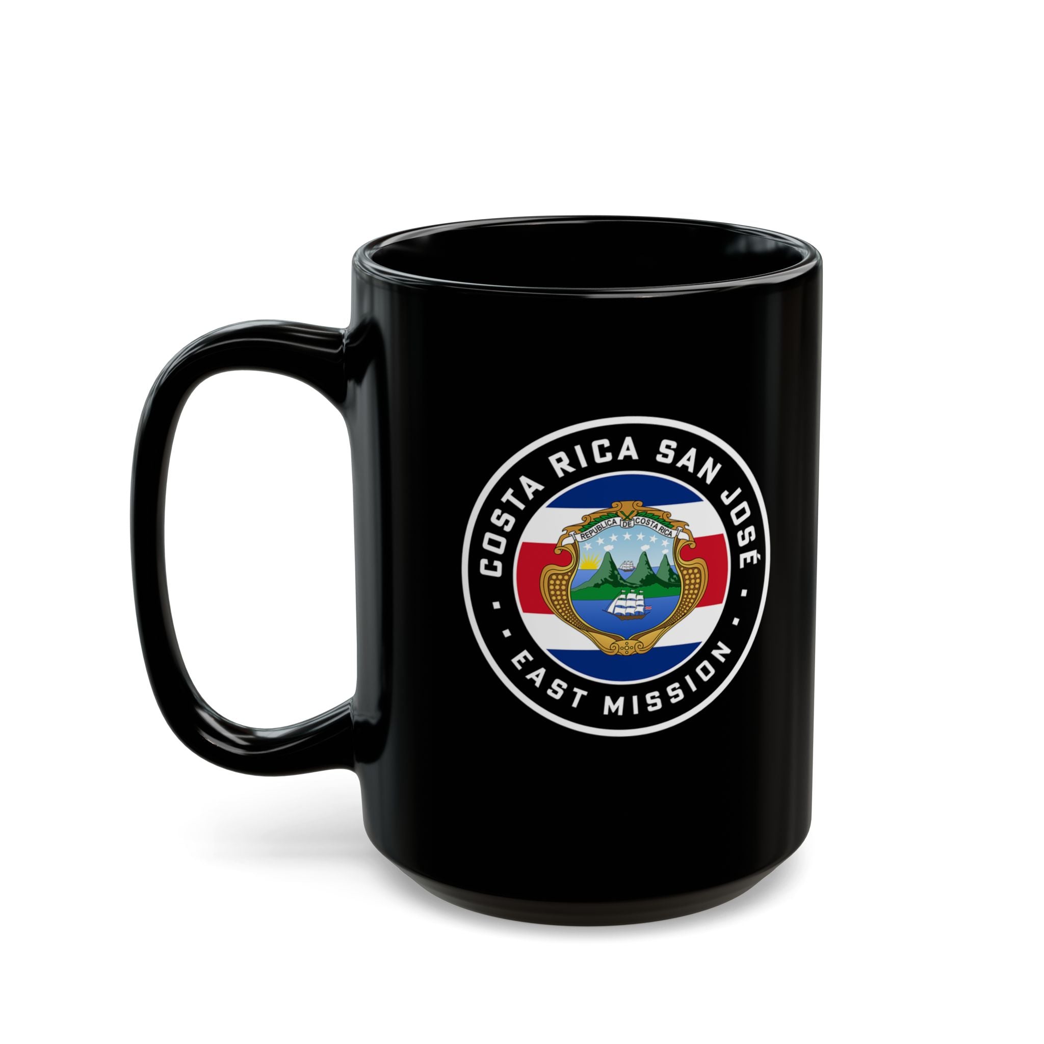 Costa Rica San Jose East Mission Circular Flag Black Ceramic Mug - Latter-Day Saint LDS Missionary Gift - Book of Mormon