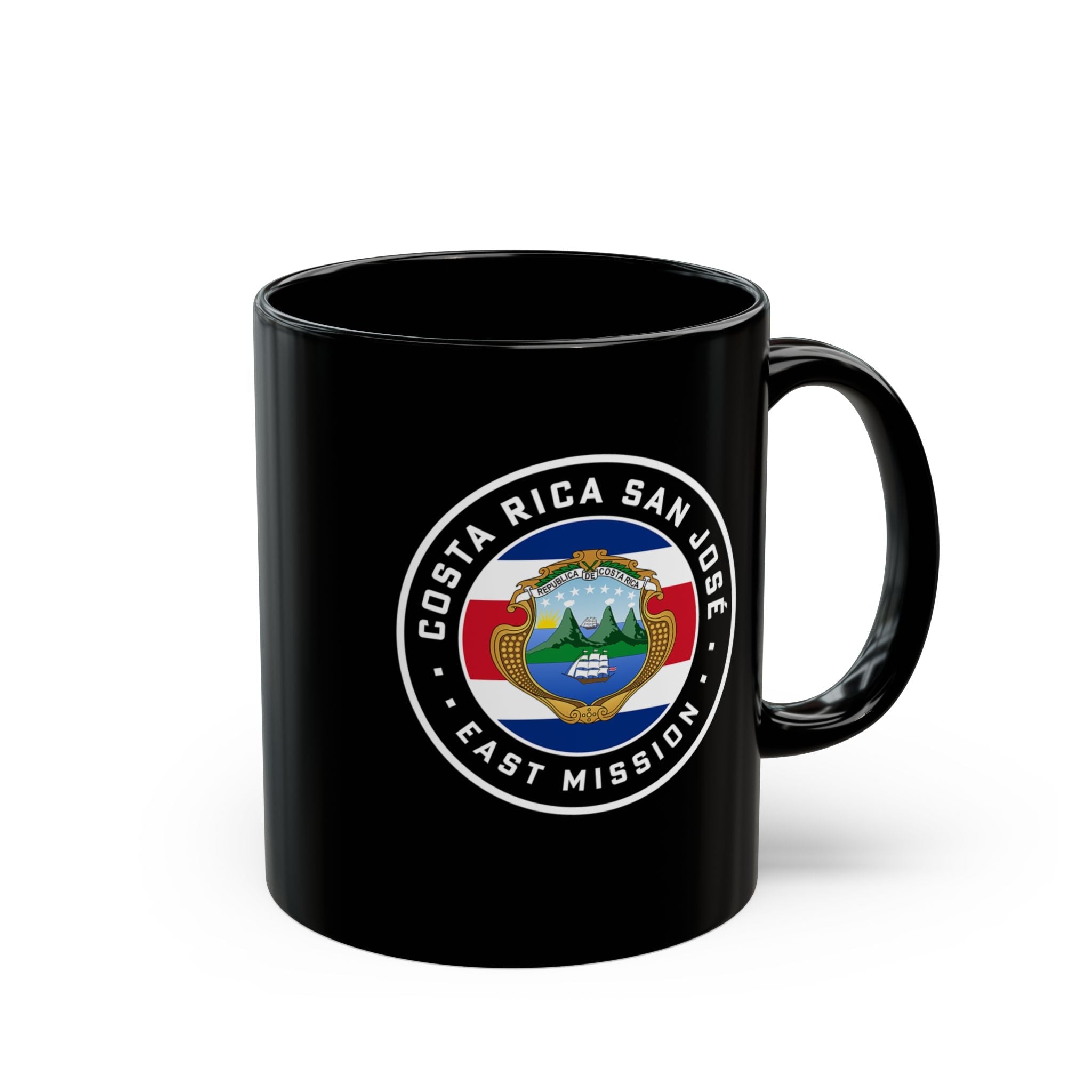 Costa Rica San Jose East Mission Circular Flag Black Ceramic Mug - Latter-Day Saint LDS Missionary Gift - Book of Mormon