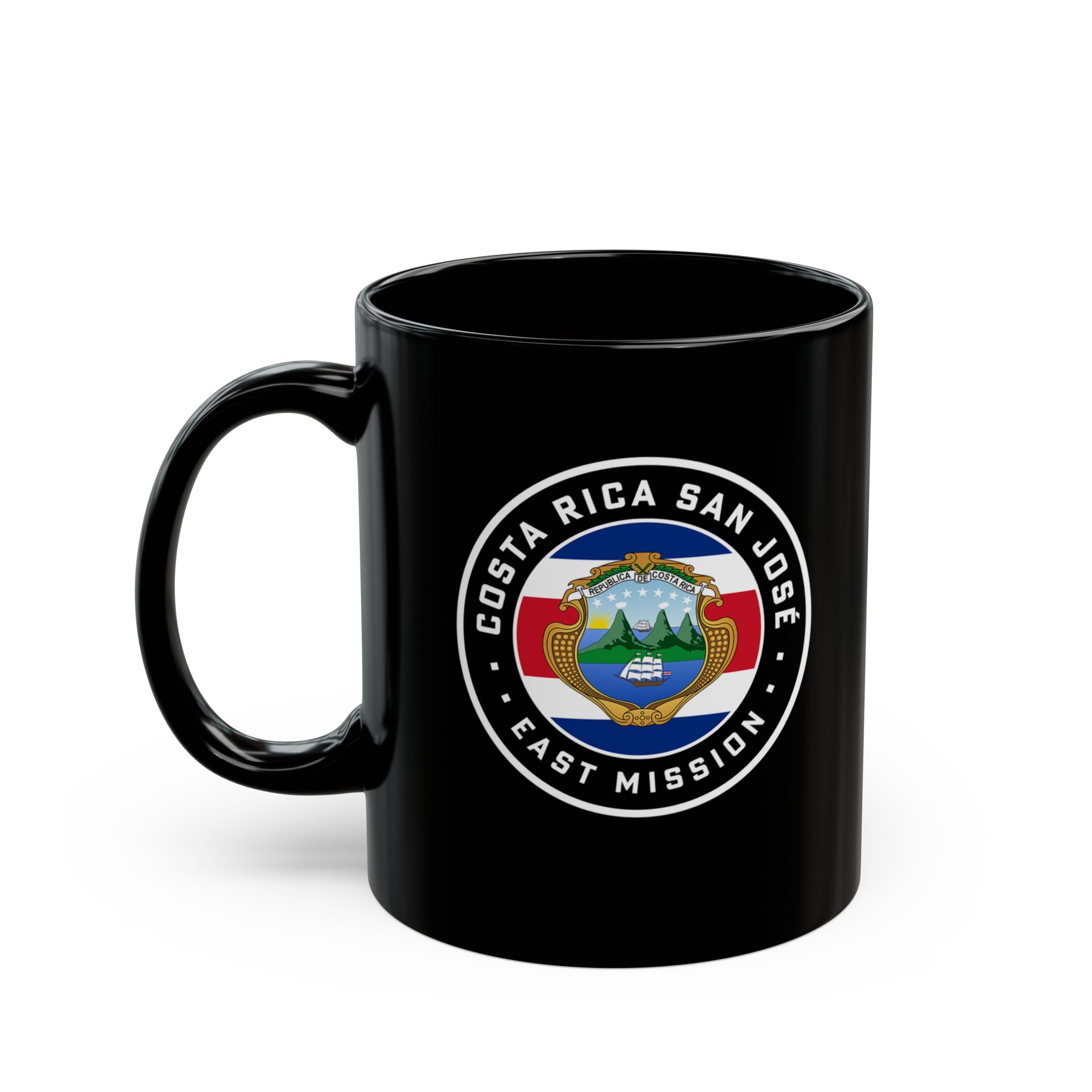 Costa Rica San Jose East Mission Circular Flag Black Ceramic Mug - Latter-Day Saint LDS Missionary Gift - Book of Mormon