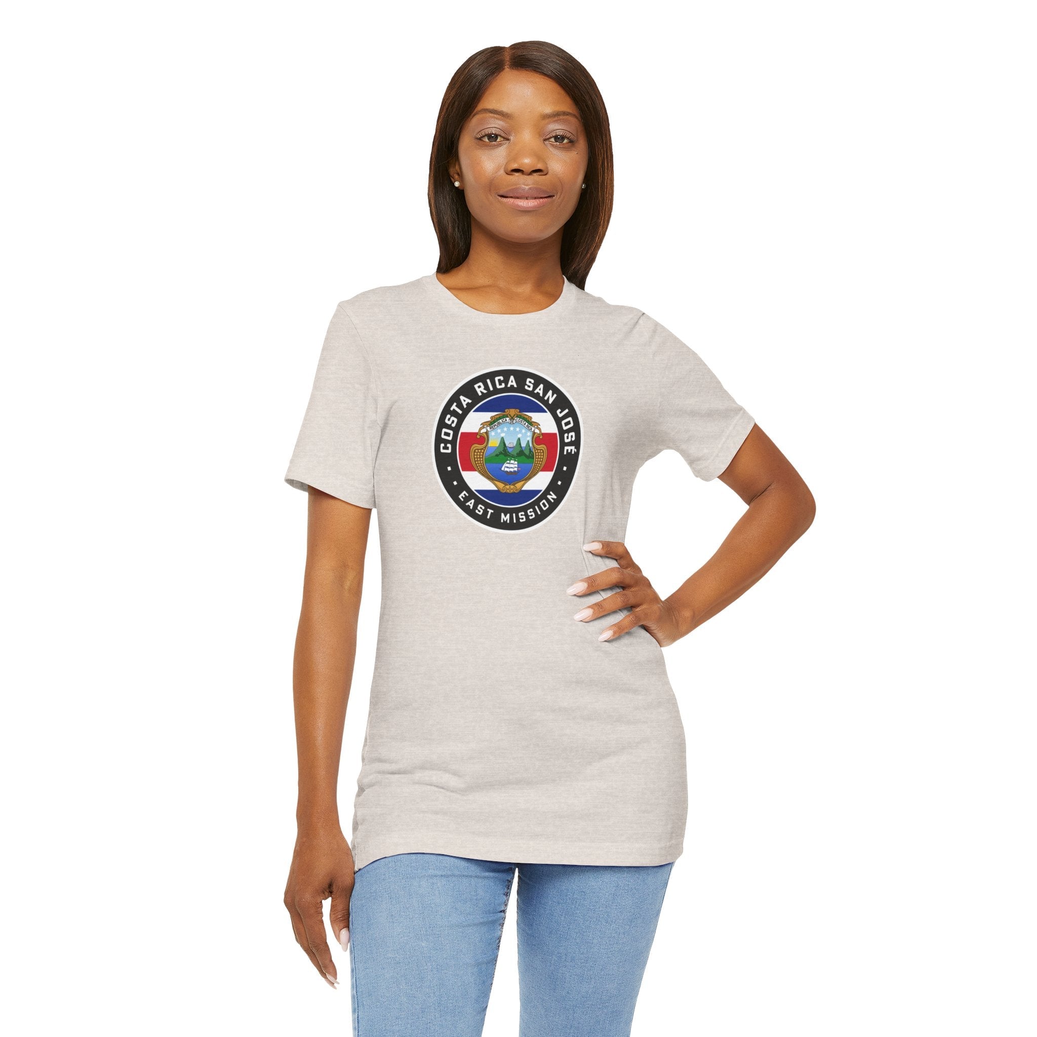 Costa Rica San Jose East Mission Flag Logo (Black Border) T-shirt - Latter-Day Saint LDS Missionary Gift - Book of Mormon