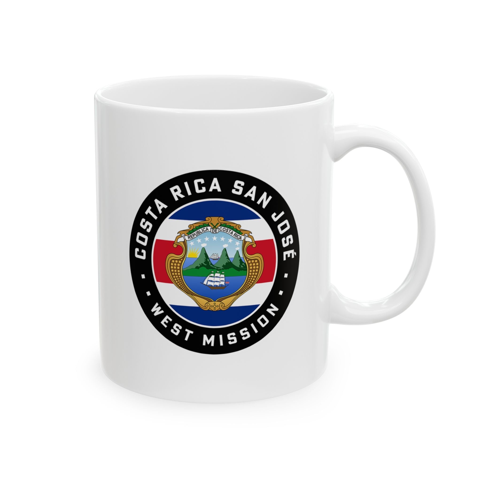 Costa Rica San Jose West Mission Circular Flag White Ceramic Mug - Latter-Day Saint LDS Missionary Gift - Book of Mormon