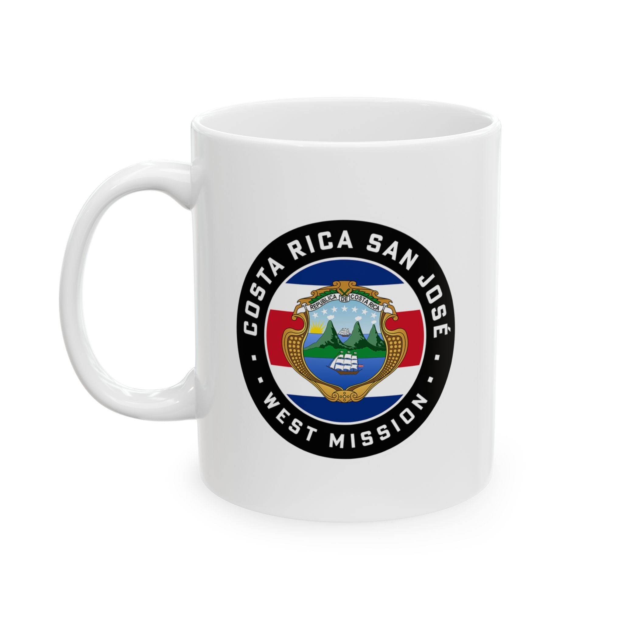 Costa Rica San Jose West Mission Circular Flag White Ceramic Mug - Latter-Day Saint LDS Missionary Gift - Book of Mormon