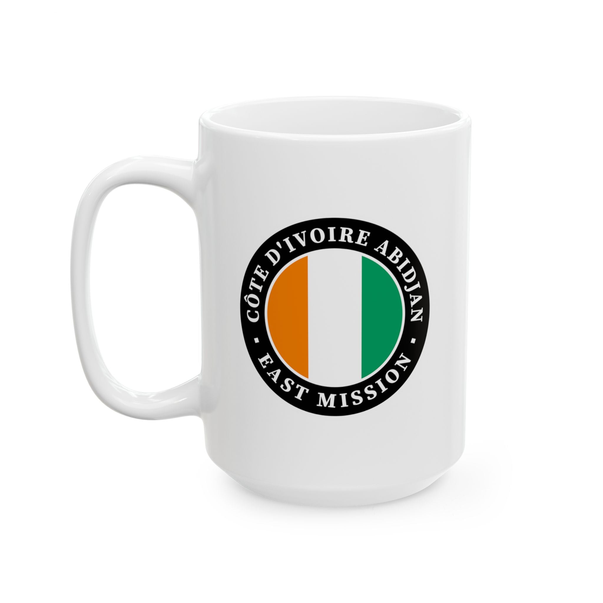 Cote d'Ivoire Abidjan East Mission Circular Flag White Ceramic Mug - Latter-Day Saint LDS Missionary Gift - Book of Mormon