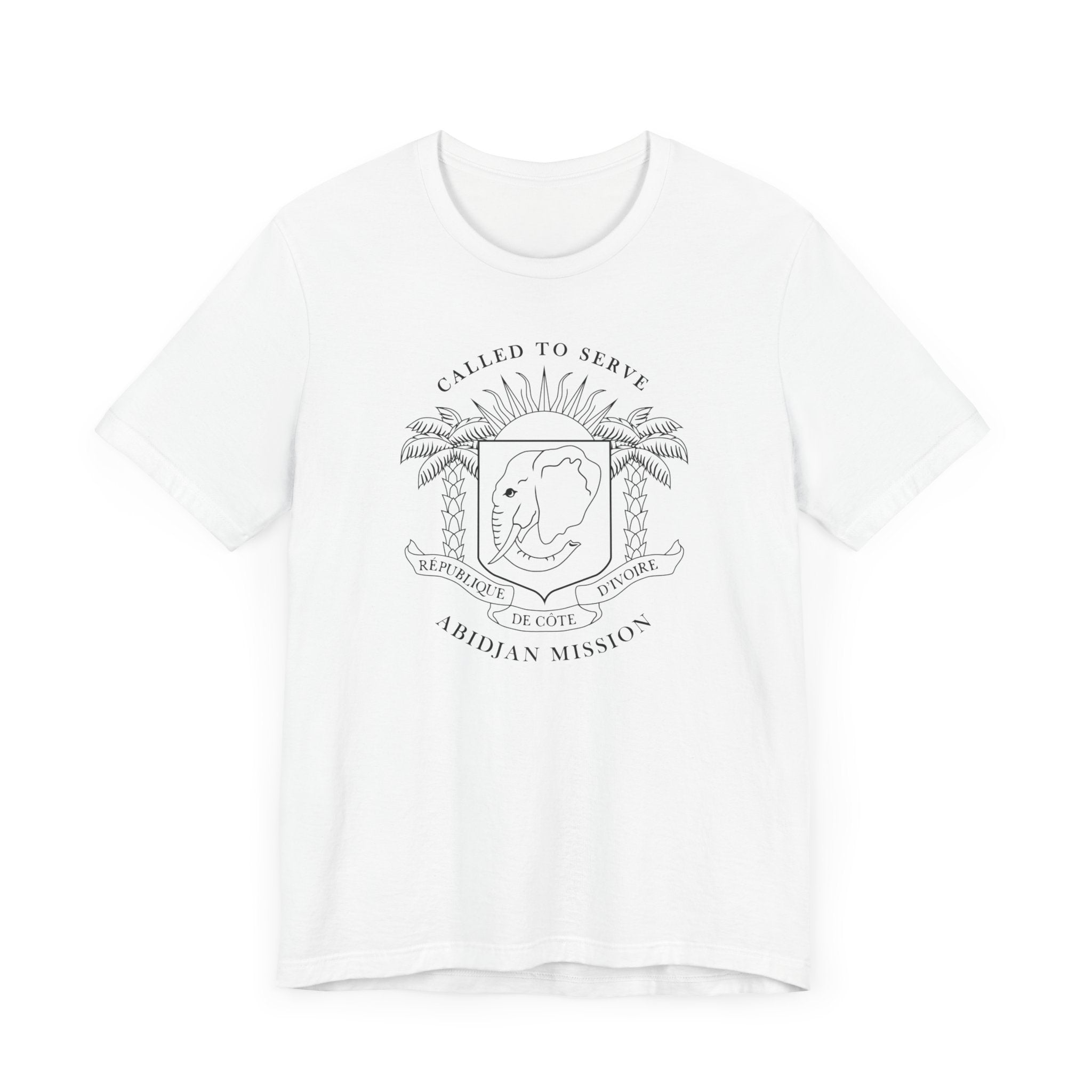 Cote d'Ivoire Abidjan East Mission Circular Monochrome Logo T-Shirt - Latter-Day Saint LDS Missionary Gift - Book of Mormon