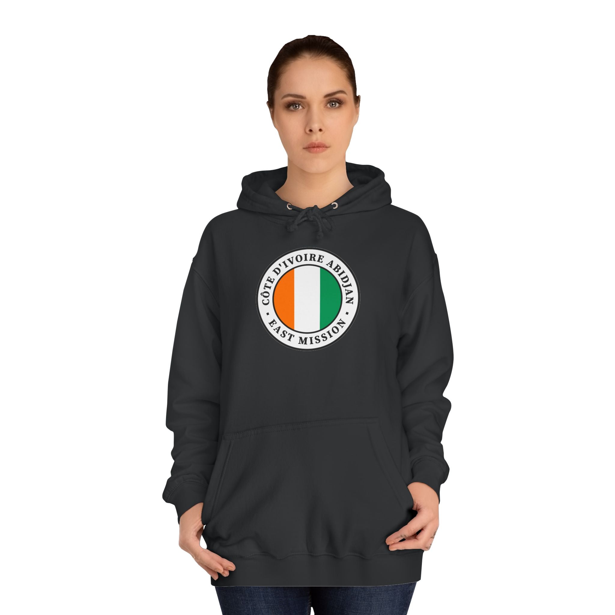 Cote d'Ivoire Abidjan East Mission Flag Logo (White Border) College Hoodie - Latter-Day Saint LDS Missionary Gift - Book of Mormon