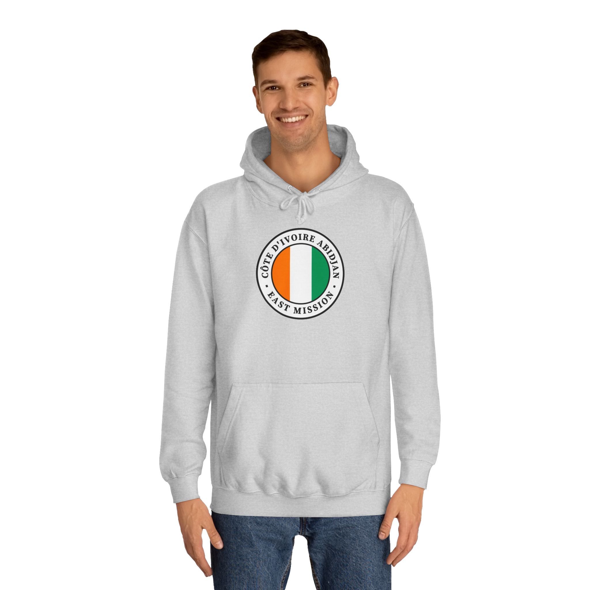 Cote d'Ivoire Abidjan East Mission Flag Logo (White Border) College Hoodie - Latter-Day Saint LDS Missionary Gift - Book of Mormon