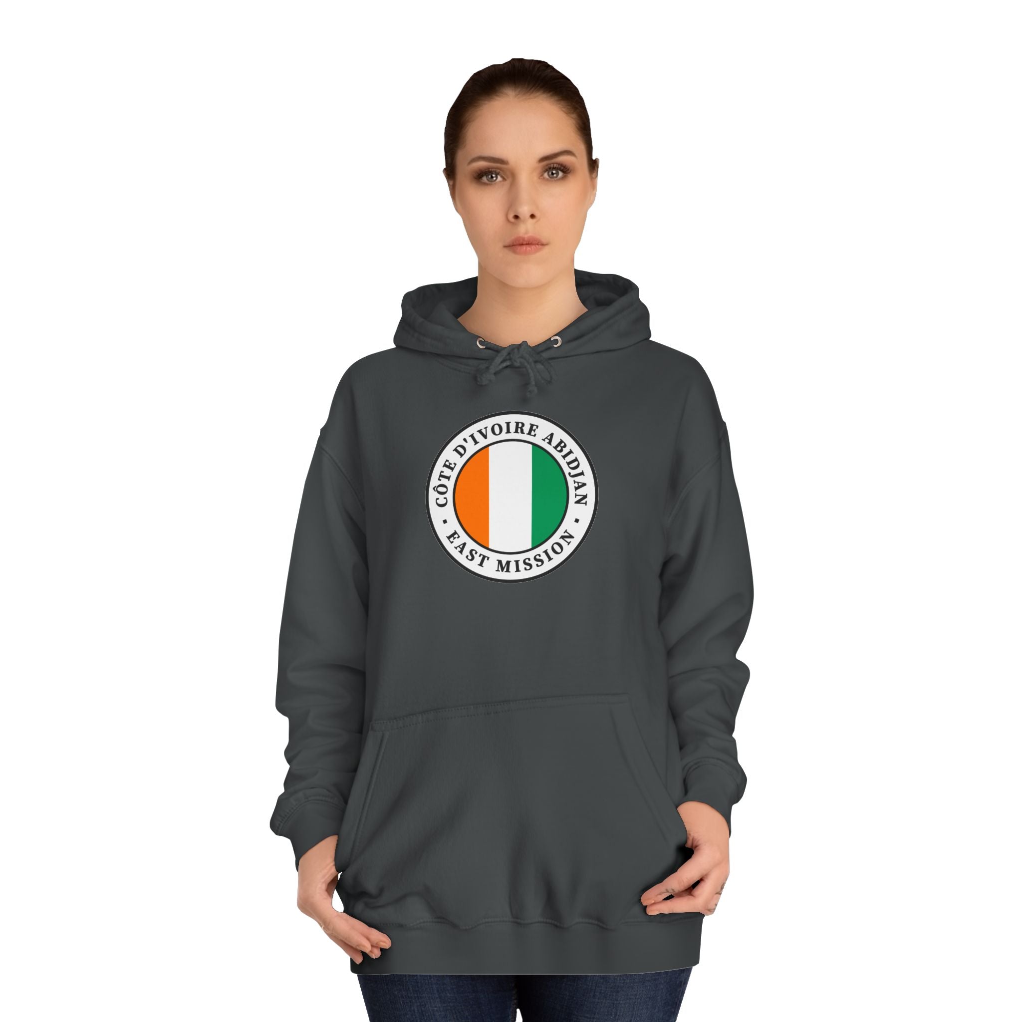 Cote d'Ivoire Abidjan East Mission Flag Logo (White Border) College Hoodie - Latter-Day Saint LDS Missionary Gift - Book of Mormon