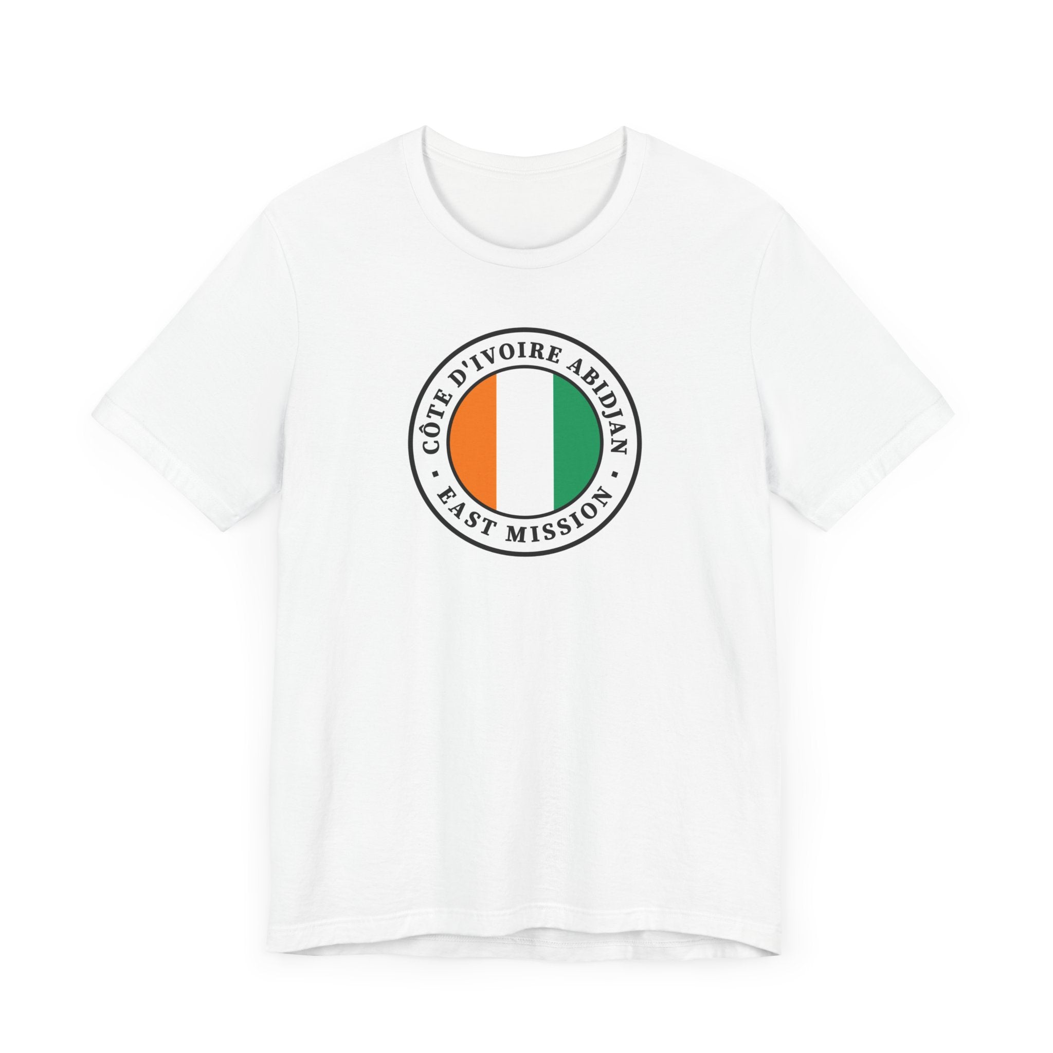 Cote d'Ivoire Abidjan East Mission Flag Logo (White Border) T-shirt - Latter-Day Saint LDS Missionary Gift - Book of Mormon