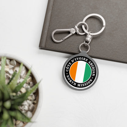 Cote d'Ivoire Abidjan North Mission Circle Flag Key Tag - Latter-Day Saint LDS Missionary Gift - Book of Mormon
