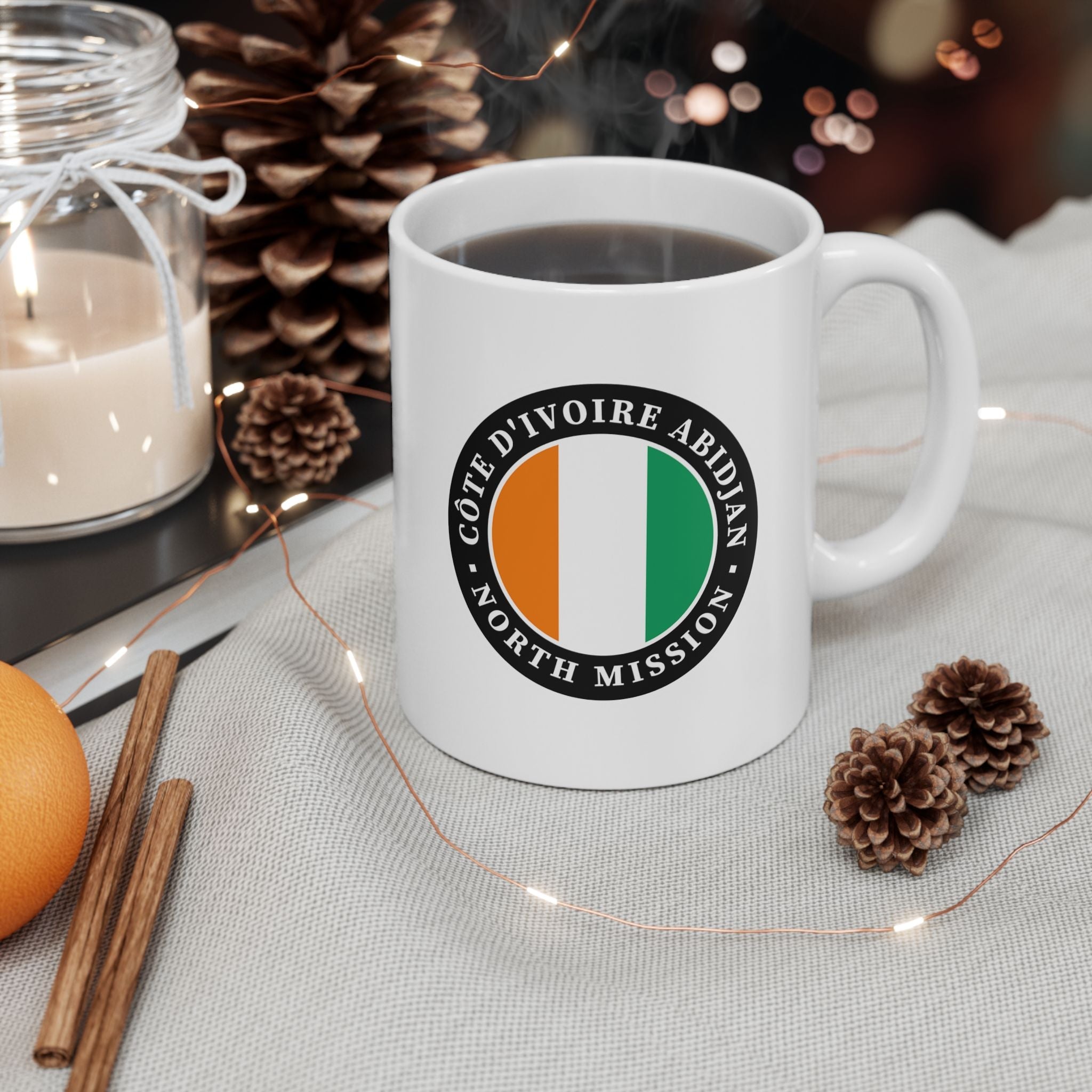 Cote d'Ivoire Abidjan North Mission Circular Flag White Ceramic Mug - Latter-Day Saint LDS Missionary Gift - Book of Mormon