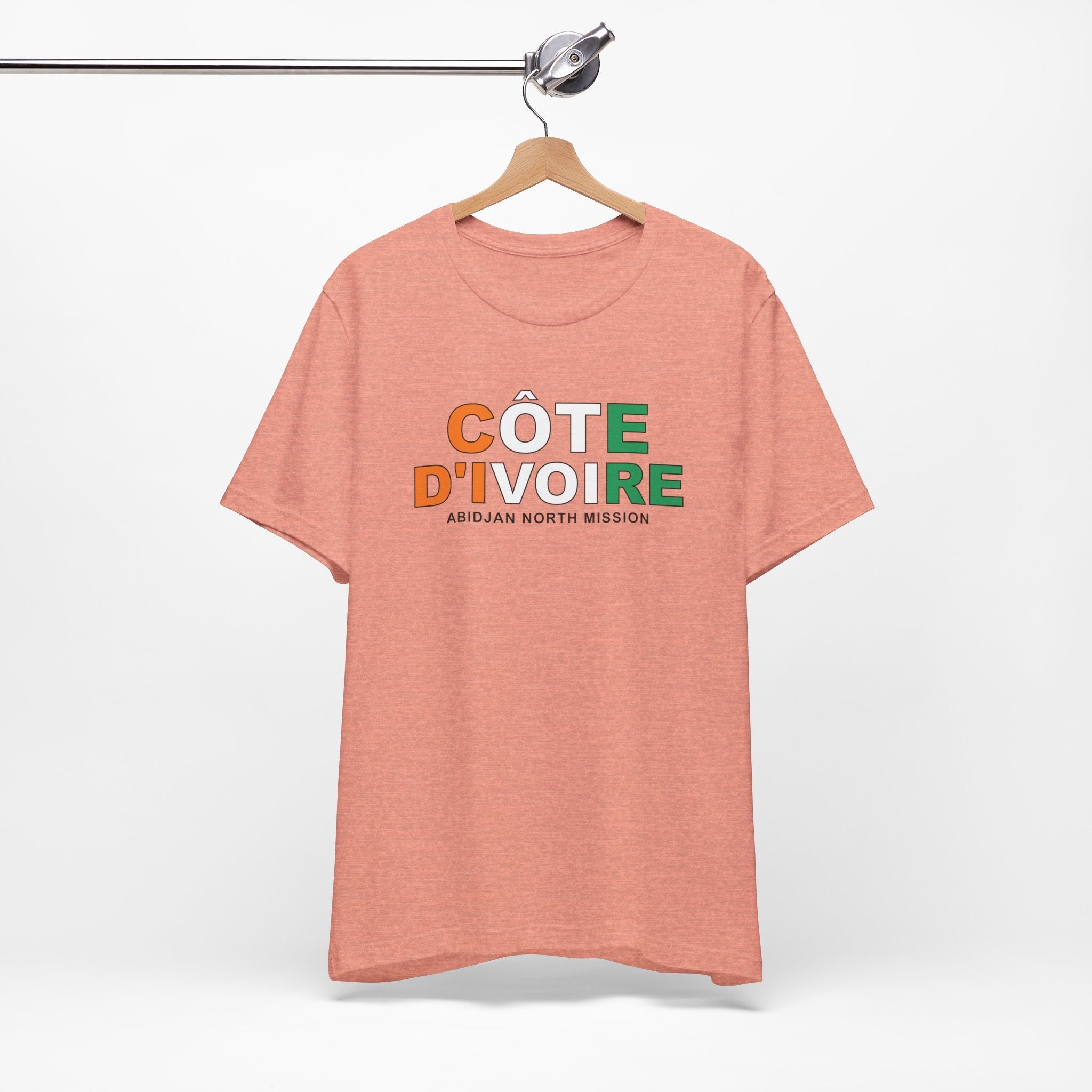 Cote d'Ivoire Abidjan North Mission Flag Title T-shirt - Latter-Day Saint LDS Missionary Gift - Book of Mormon