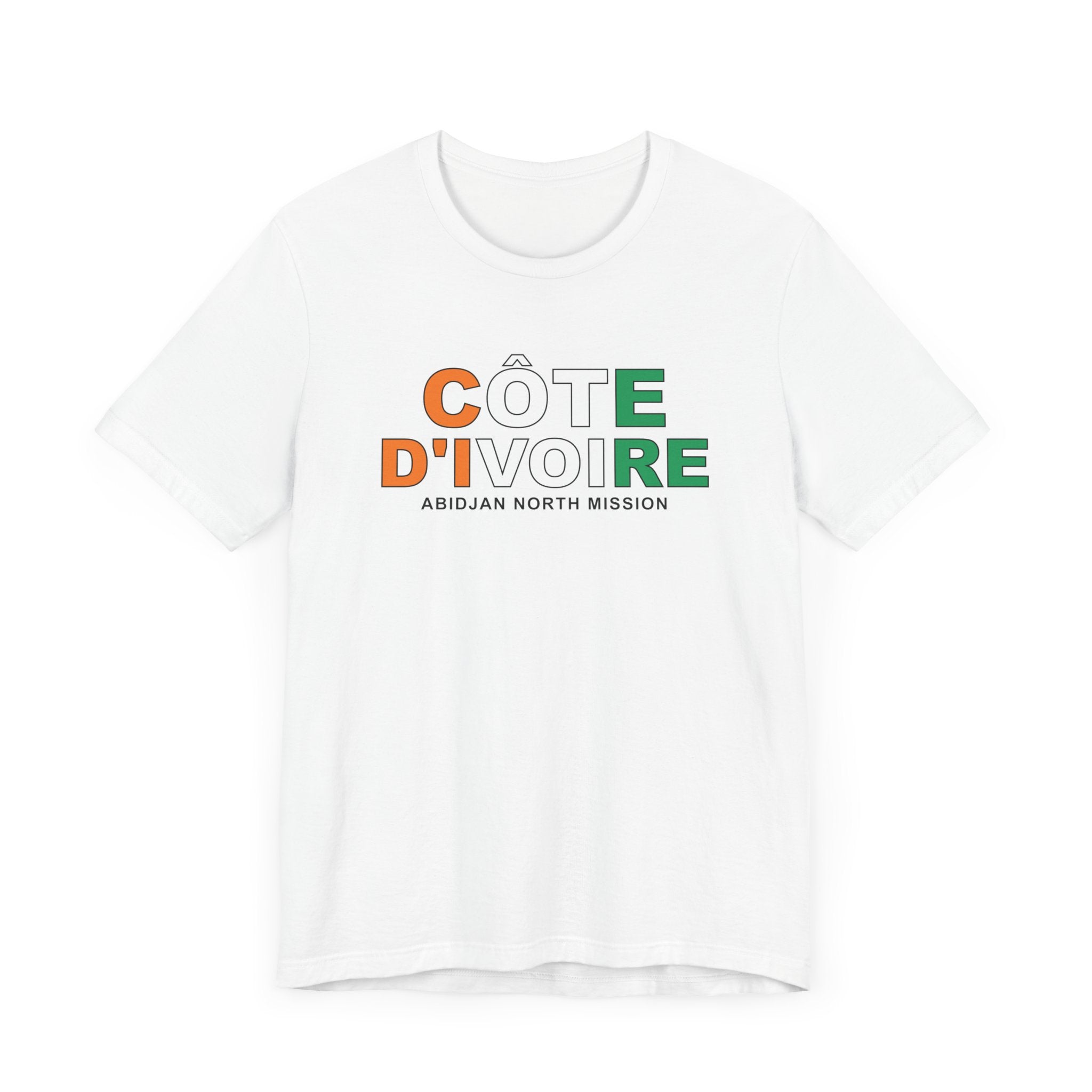 Cote d'Ivoire Abidjan North Mission Flag Title T-shirt - Latter-Day Saint LDS Missionary Gift - Book of Mormon