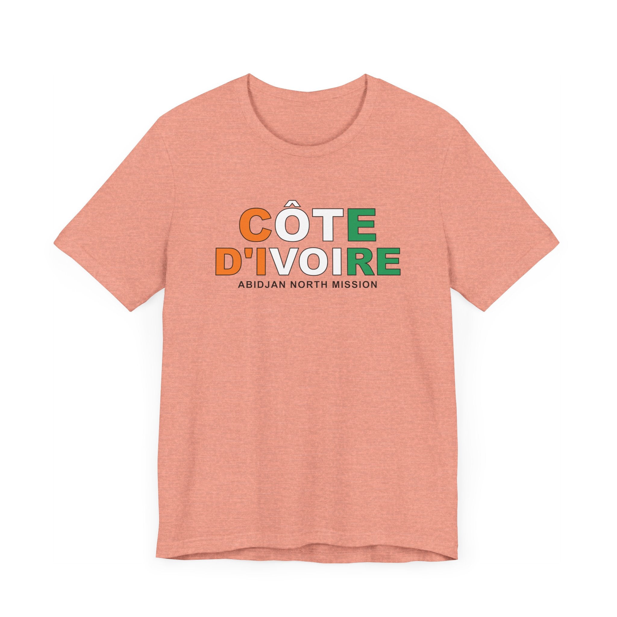 Cote d'Ivoire Abidjan North Mission Flag Title T-shirt - Latter-Day Saint LDS Missionary Gift - Book of Mormon