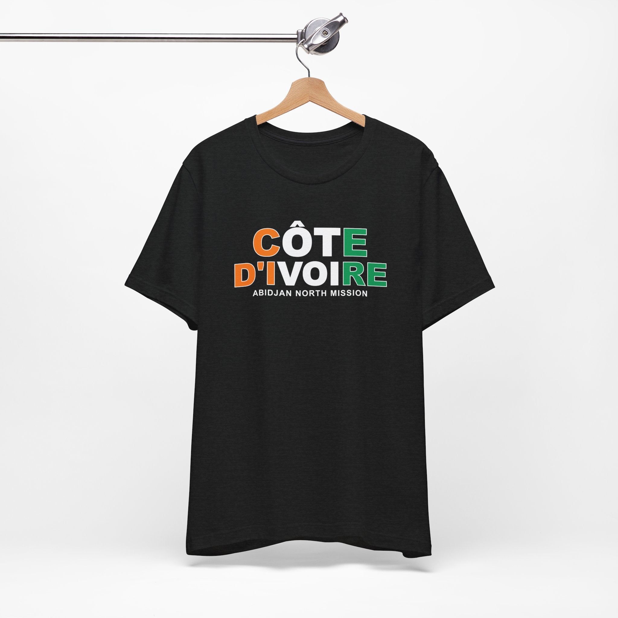 Cote d'Ivoire Abidjan North Mission Flag Title T-shirt - Latter-Day Saint LDS Missionary Gift - Book of Mormon