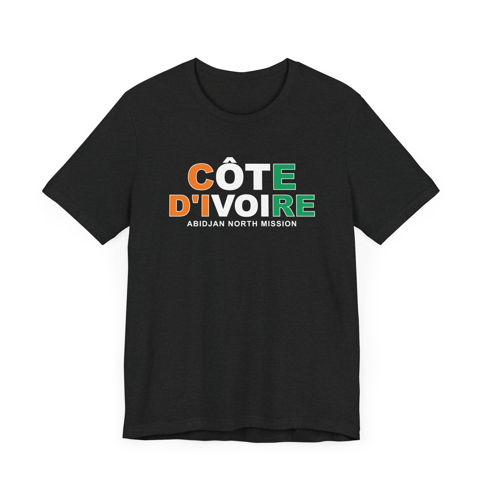 Cote d'Ivoire Abidjan North Mission Flag Title T-shirt - Latter-Day Saint LDS Missionary Gift - Book of Mormon