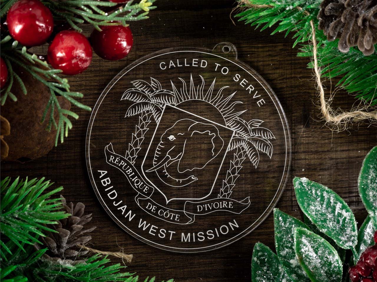 Côte d'Ivoire Abidjan West Mission Christmas Ornament - Latter-Day Saint LDS Missionary Gift - Book of Mormon