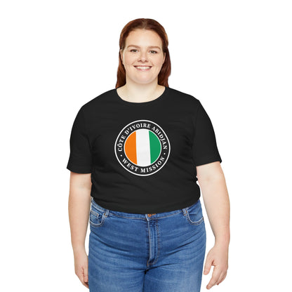 Cote d'Ivoire Abidjan West Mission Flag Logo (Black Border) T-shirt - Latter-Day Saint LDS Missionary Gift - Book of Mormon