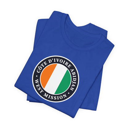 Cote d'Ivoire Abidjan West Mission Flag Logo (Black Border) T-shirt - Latter-Day Saint LDS Missionary Gift - Book of Mormon