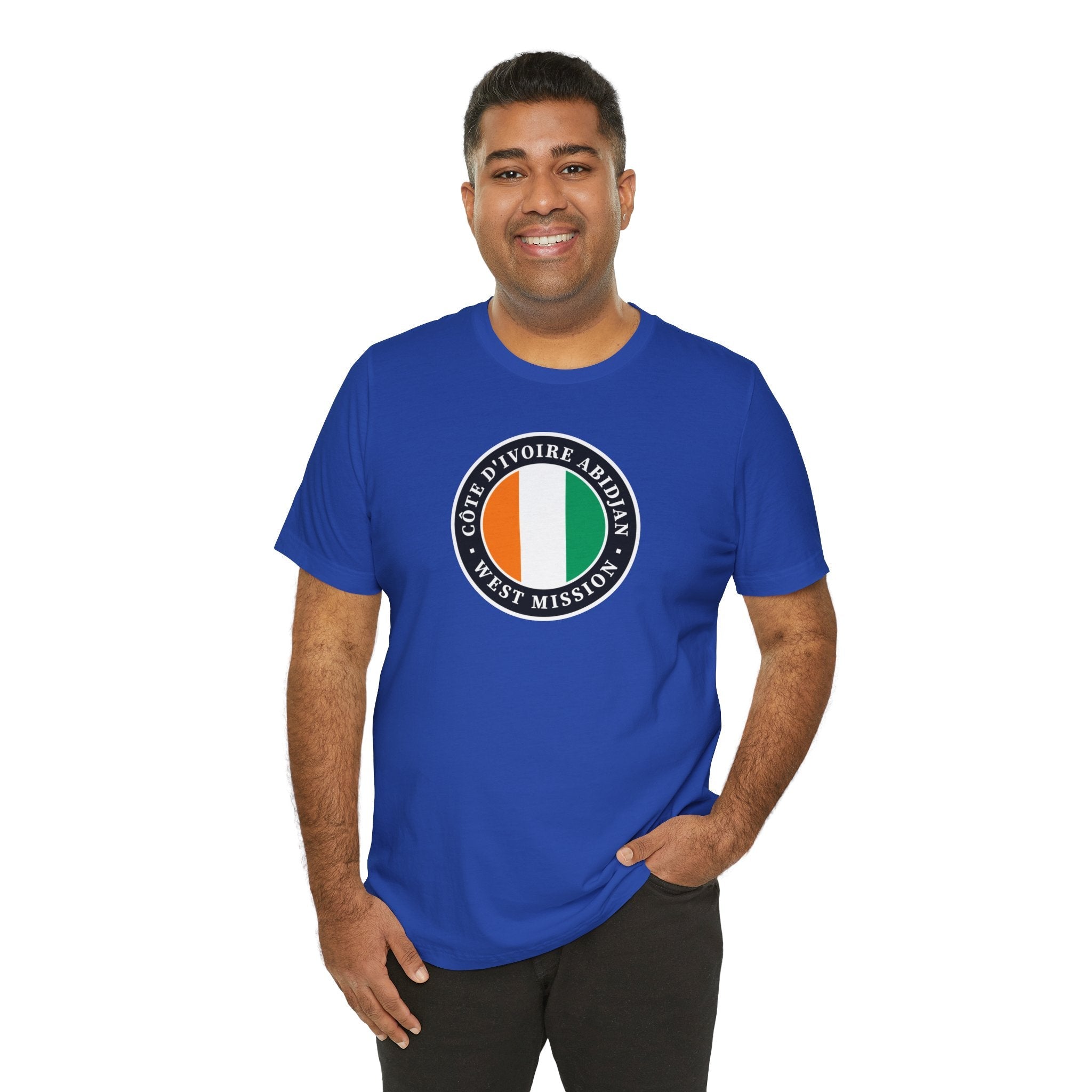 Cote d'Ivoire Abidjan West Mission Flag Logo (Black Border) T-shirt - Latter-Day Saint LDS Missionary Gift - Book of Mormon