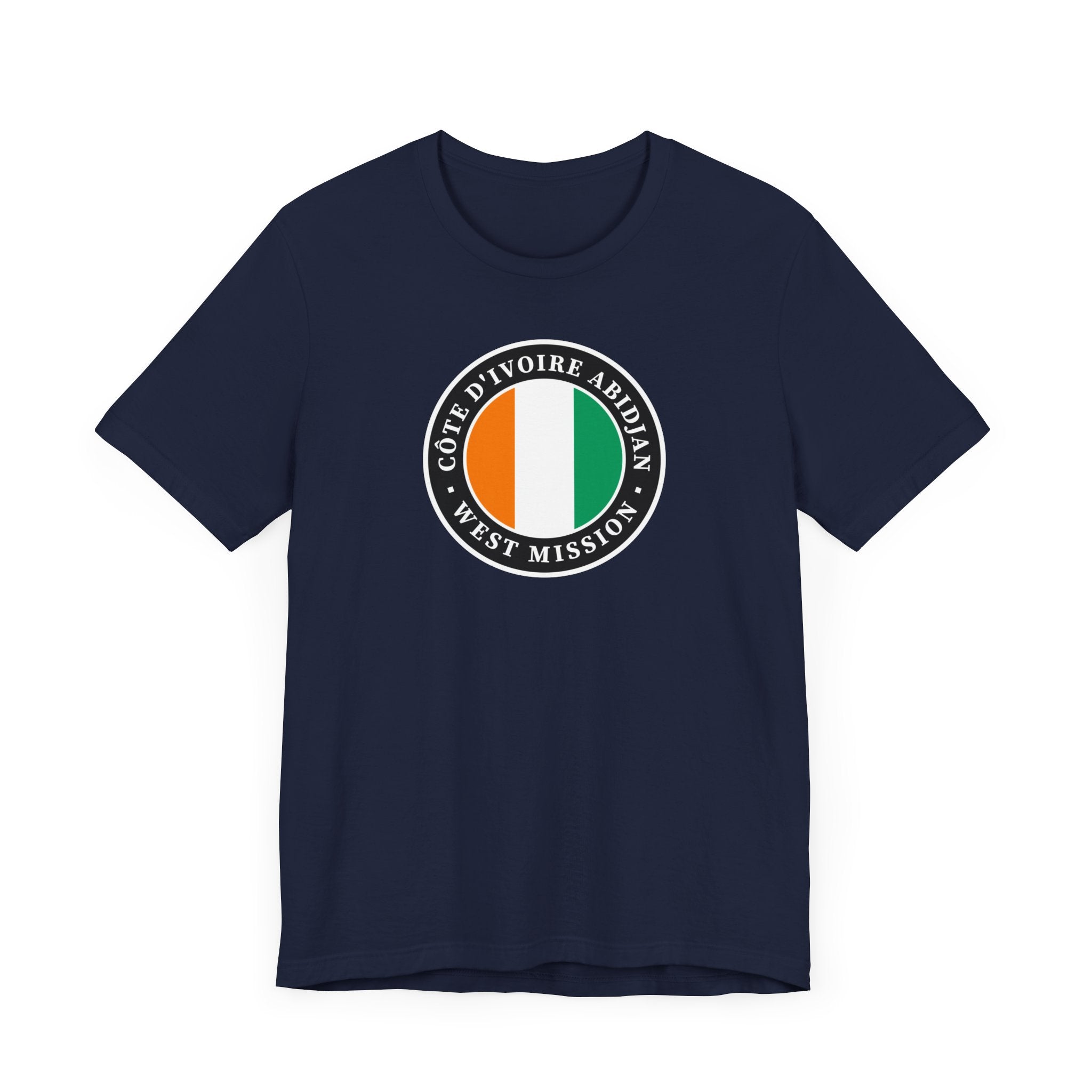 Cote d'Ivoire Abidjan West Mission Flag Logo (Black Border) T-shirt - Latter-Day Saint LDS Missionary Gift - Book of Mormon