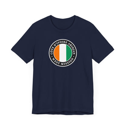 Cote d'Ivoire Abidjan West Mission Flag Logo (Black Border) T-shirt - Latter-Day Saint LDS Missionary Gift - Book of Mormon