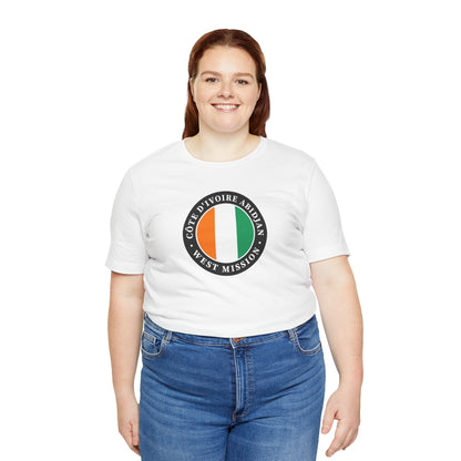 Cote d'Ivoire Abidjan West Mission Flag Logo (Black Border) T-shirt - Latter-Day Saint LDS Missionary Gift - Book of Mormon