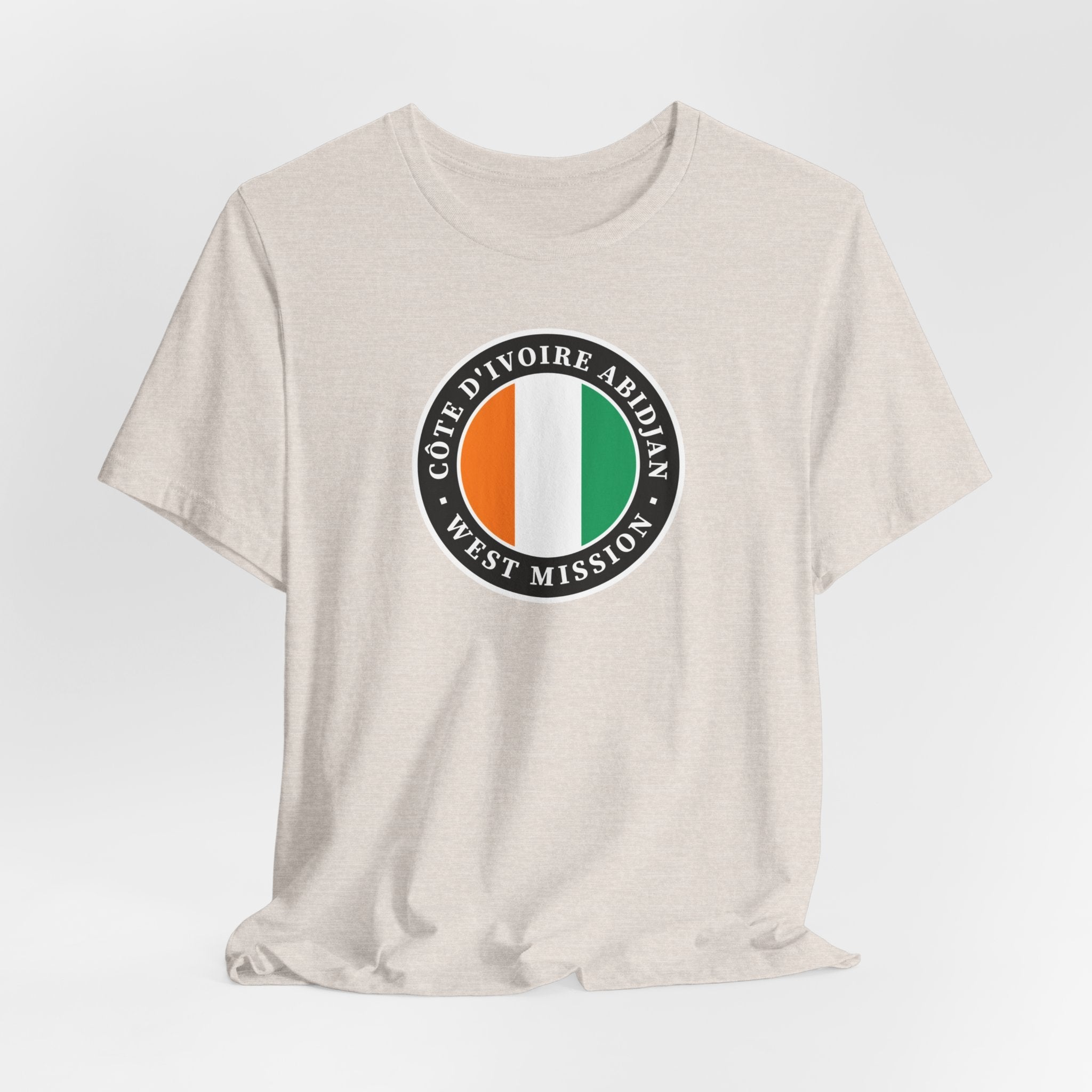 Cote d'Ivoire Abidjan West Mission Flag Logo (Black Border) T-shirt - Latter-Day Saint LDS Missionary Gift - Book of Mormon