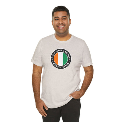 Cote d'Ivoire Abidjan West Mission Flag Logo (Black Border) T-shirt - Latter-Day Saint LDS Missionary Gift - Book of Mormon