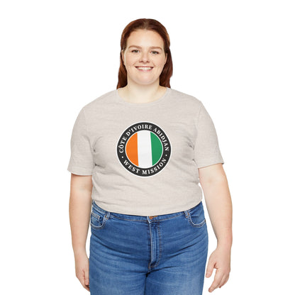 Cote d'Ivoire Abidjan West Mission Flag Logo (Black Border) T-shirt - Latter-Day Saint LDS Missionary Gift - Book of Mormon