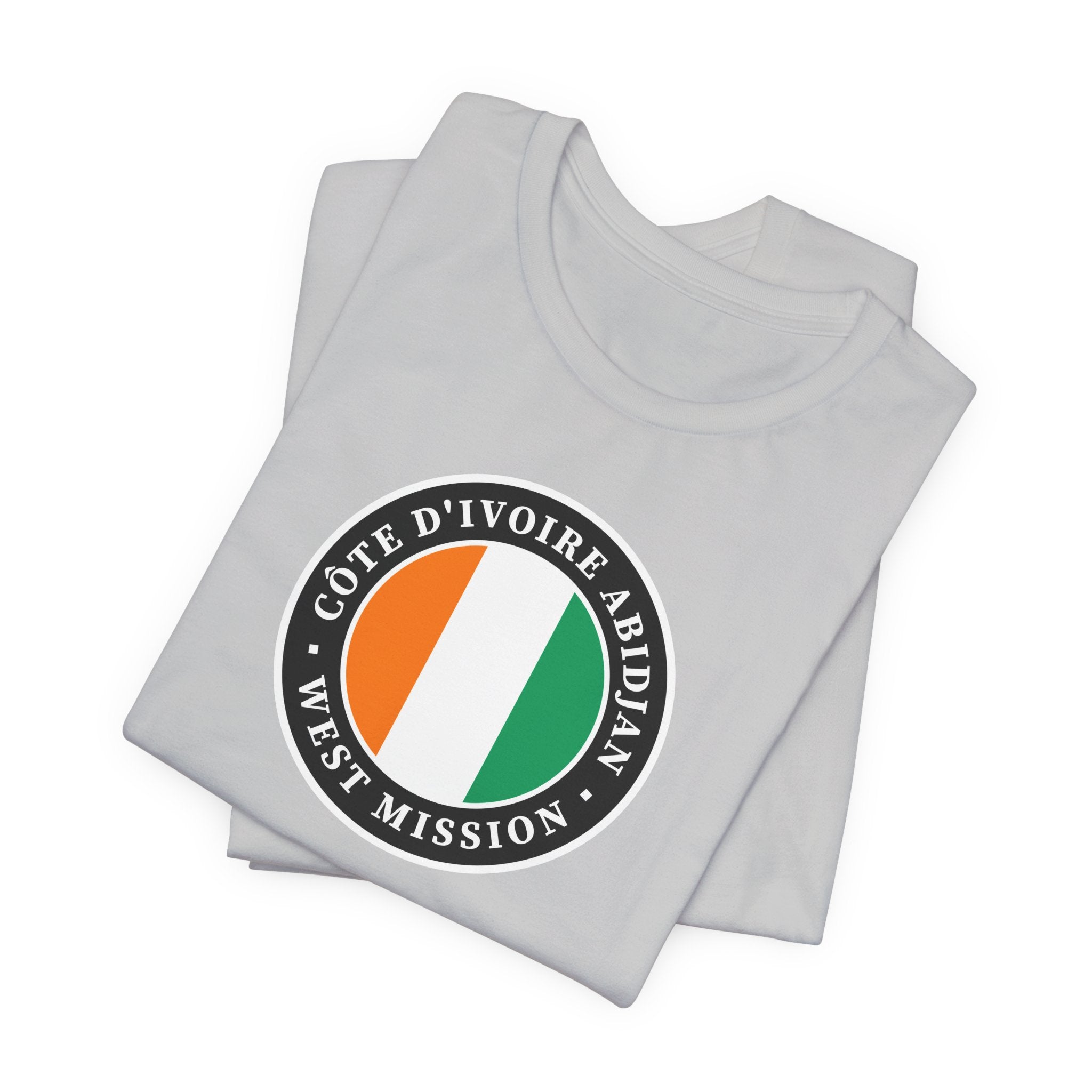 Cote d'Ivoire Abidjan West Mission Flag Logo (Black Border) T-shirt - Latter-Day Saint LDS Missionary Gift - Book of Mormon