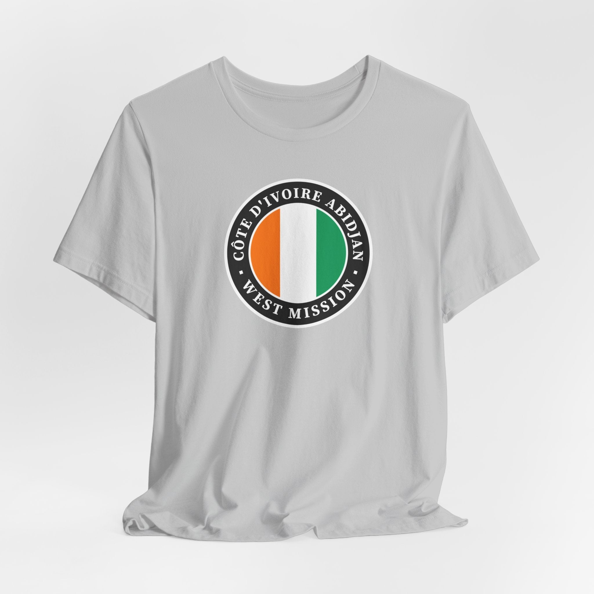 Cote d'Ivoire Abidjan West Mission Flag Logo (Black Border) T-shirt - Latter-Day Saint LDS Missionary Gift - Book of Mormon