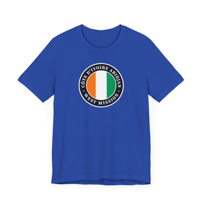 Cote d'Ivoire Abidjan West Mission Flag Logo (Black Border) T-shirt - Latter-Day Saint LDS Missionary Gift - Book of Mormon