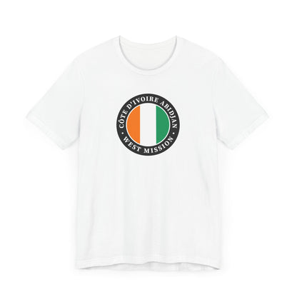 Cote d'Ivoire Abidjan West Mission Flag Logo (Black Border) T-shirt - Latter-Day Saint LDS Missionary Gift - Book of Mormon